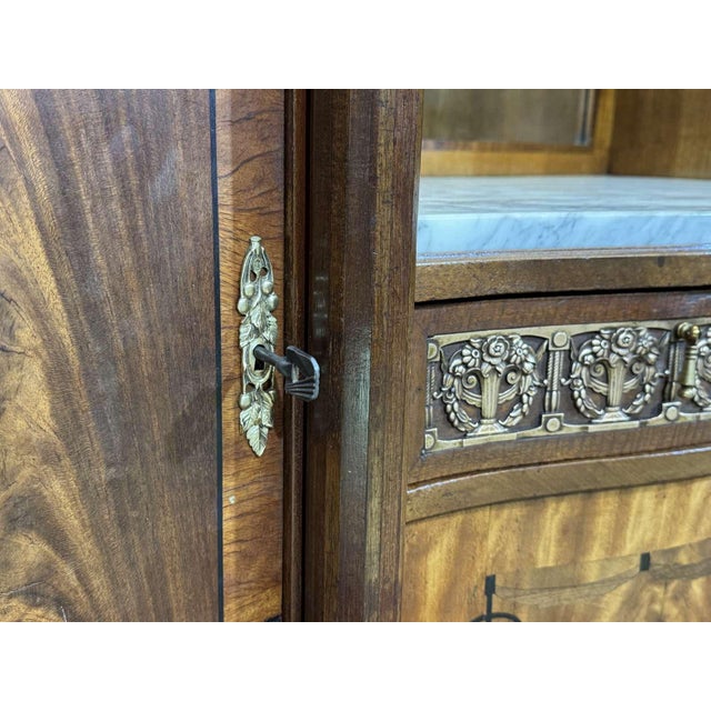 Brown Art Deco Period Sideboard in Mahogany, Oak and Marble Top, 1930s For Sale - Image 8 of 18