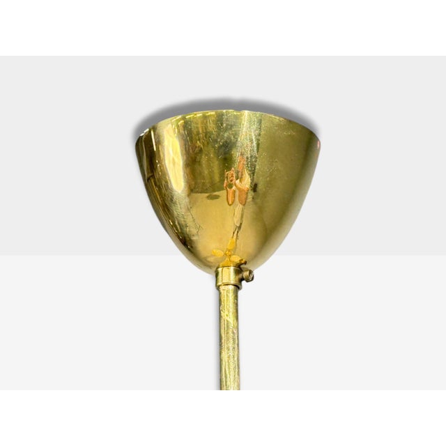 Itsu, Finnish Modern, Snowflake Chandelier, Brass, Glass, Finland, 1950s For Sale - Image 14 of 15