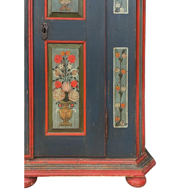 Blue Floral Painted Cabinet, 1825 For Sale - Image 10 of 18