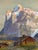 Here is a beautiful, original mid-century oil painting depicting a picturesque European Alpine village nestled beneath a...