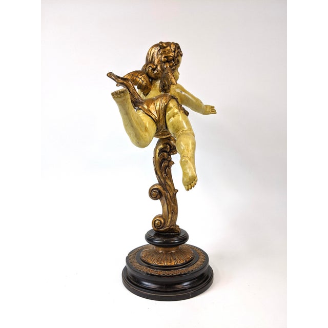 1960s Handcarved Cupid Stand in Solid Wood For Sale - Image 4 of 5
