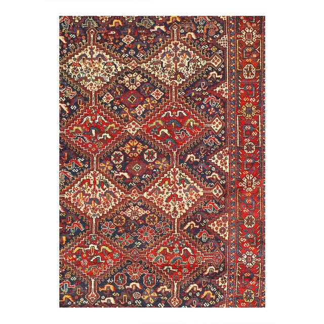Traditional 1920s Navy Blue Persian Antique Qashgaei For Sale - Image 3 of 5