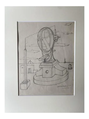 Jean Michel Sept, Methaphysical Composition, Pencil, 1947