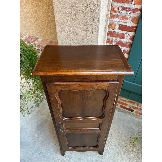 Petite Vintage French Provincial Armoire Cabinet Louis XV Linen Cupboard C1940 For Sale - Image 16 of 18