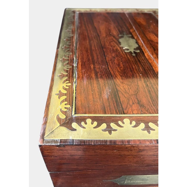 Antique Victorian Early 19th C Brass Bound Mahogany Lap Desk Writing Box For Sale - Image 13 of 15