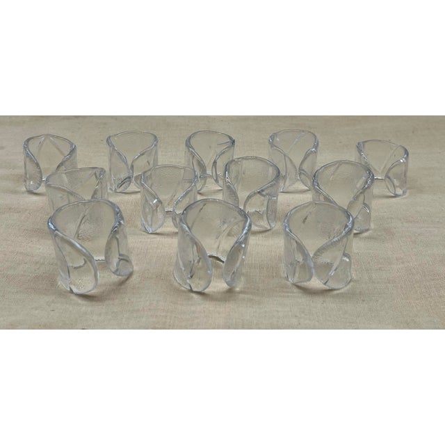Mid-Century Swedish Ice Glass Napkin Rings attributed to Uno Westerberg for Pukeberg, 1970s, Set of 12 For Sale - Image 14 of 18