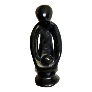 Late 20th Century Vintage Abstract Soapstone Sculpture Mother and Child For Sale
