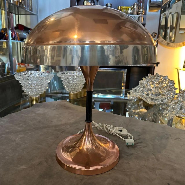 Mid-Century Modern 1970s Mid-Century Modern Copper and Steel Italian Table Lamp For Sale - Image 3 of 11