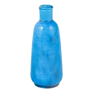 Cylindrical Ceramic Vase in Azure-Blue Glaze by Nils Kähler for Kähler, 1960s For Sale