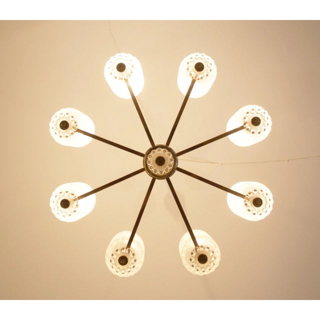 Vintage Brass and Glass Chandelier from Austria, 1970s For Sale - Image 4 of 10