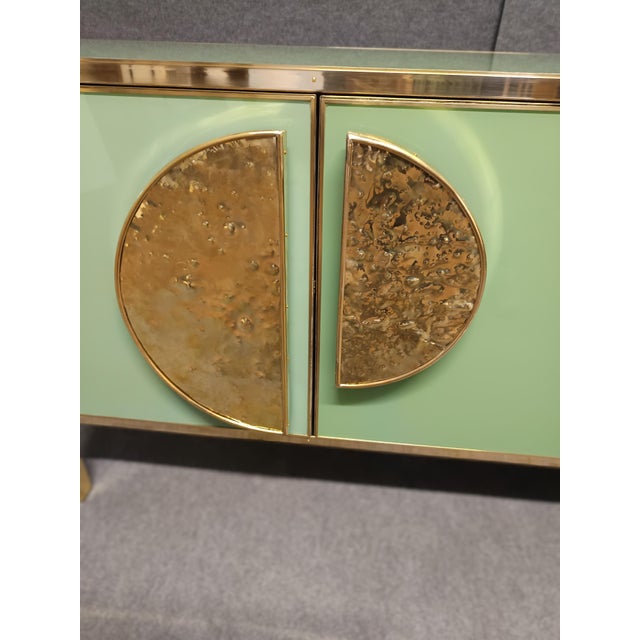 Not Yet Made - Made To Order Italian Brass and Green Murano Glass Sideboard from Justfurnituress SRL For Sale - Image 5 of 16