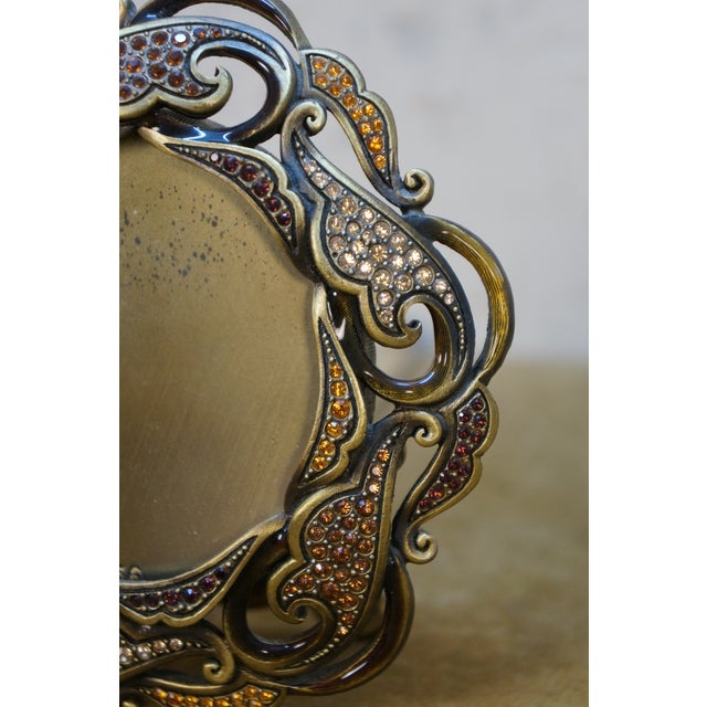 Late 20th Century Jay Strongwater Carmela Round Paisley Swarovski Crystal Picture Photo Frame For Sale - Image 11 of 12