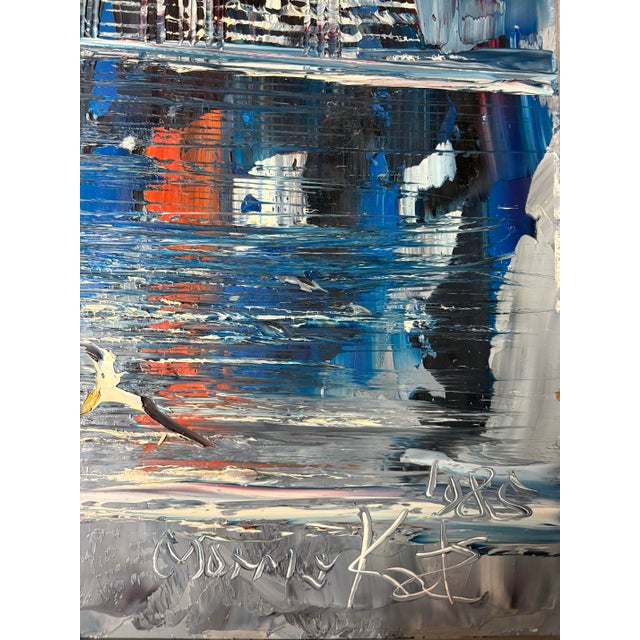 1980s 1980s Mid Century Modern Oil Painting signed and dated Katz 1985 For Sale - Image 5 of 8