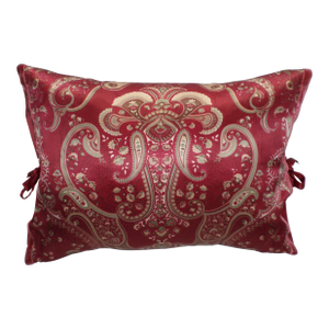 Vintage Chinese 100% Silk Red Paisley Design Feather Throw Pillow