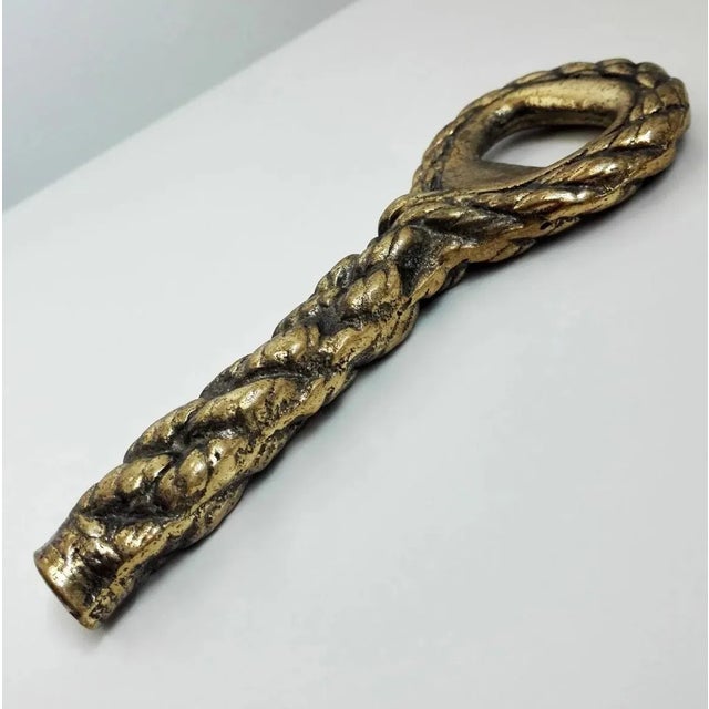 French Hermes Style Cordage Bottle Opener in Bronze, Circa 1960’s For Sale - Image 3 of 7