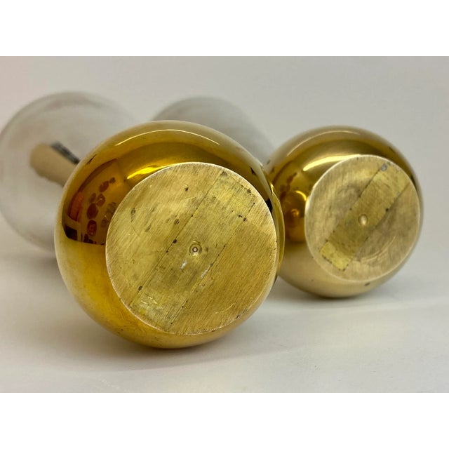 Geometric Postmodern Sterling Silver and Brass Plated Candle Holders - a Pair For Sale - Image 10 of 11