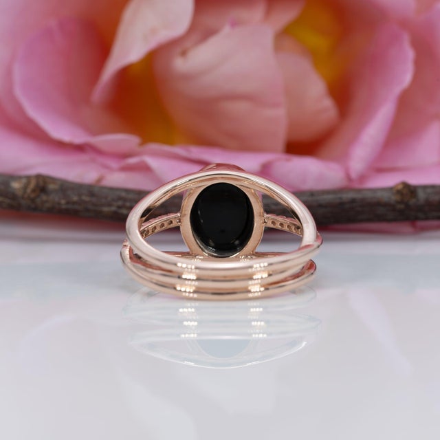 2.1Ct Boulder Opal Cabochon Ring With Natural Diamond Accents: Solid 14k Gold, Size 6.75 For Sale - Image 9 of 10
