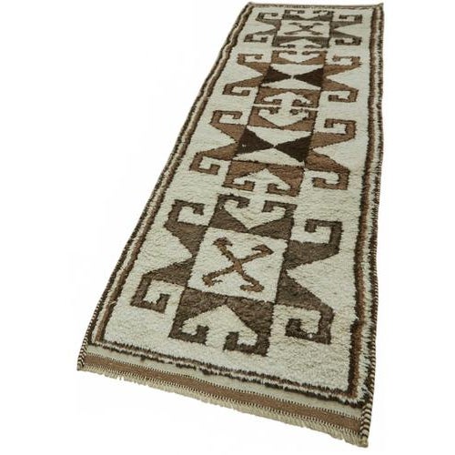 Boho Chic Beige Bohemian Runner Rug For Sale - Image 3 of 7