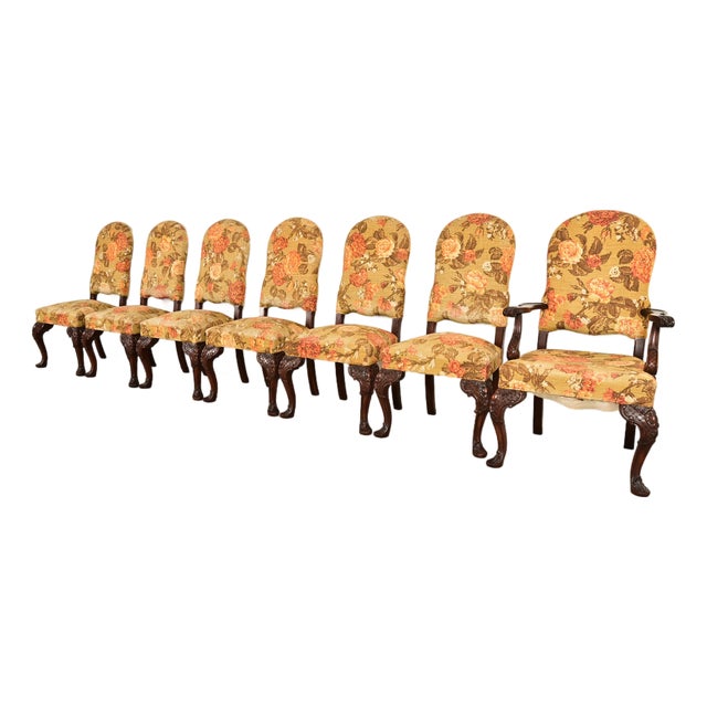 Berkey & Gay Antique Chippendale Carved Walnut Dining Chairs, Circa 1920s For Sale