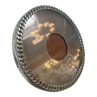 Vintage Italian Silver-Plated Oval Picture Frame With Braided Border For Sale