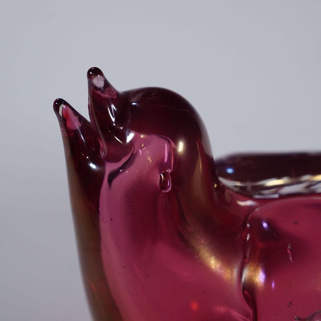 Bird Sculpture by Tyra Lundgren for Venini 1930s A rare bird sculpture made of ruby colored glass decorated with an...