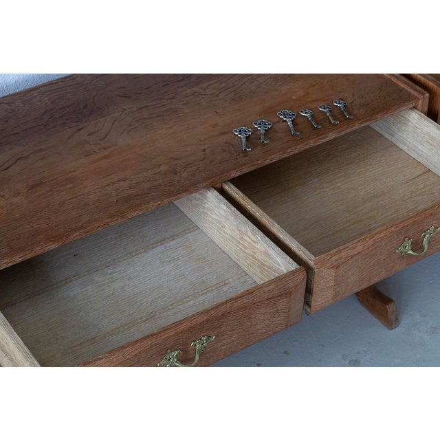 Brutalist Oak Wall Unit by Henning Kjærnulf, 1970s, Set of 6 For Sale - Image 11 of 18