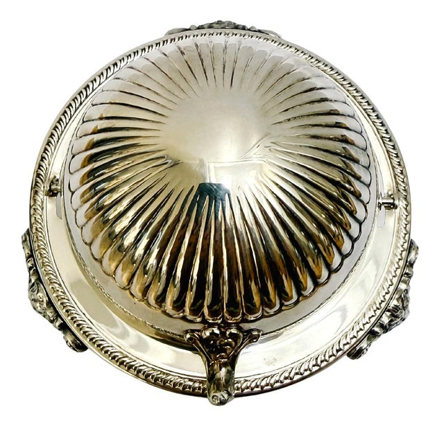 Silver Mid 20th Century American Rogers Silver-Plated Roll Top Caviar / Butter Dish With Glass Liner - Caviar Server For Sale - Image 8 of 9