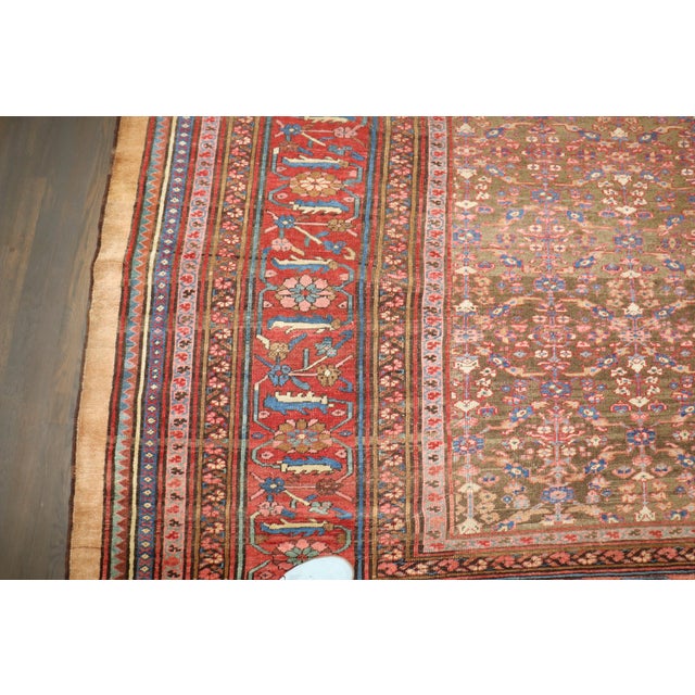 a mid 19th Century Persian Bakshaish Square size Carpet. 15 borders and 3 feet wide on each side on this authentic camel...