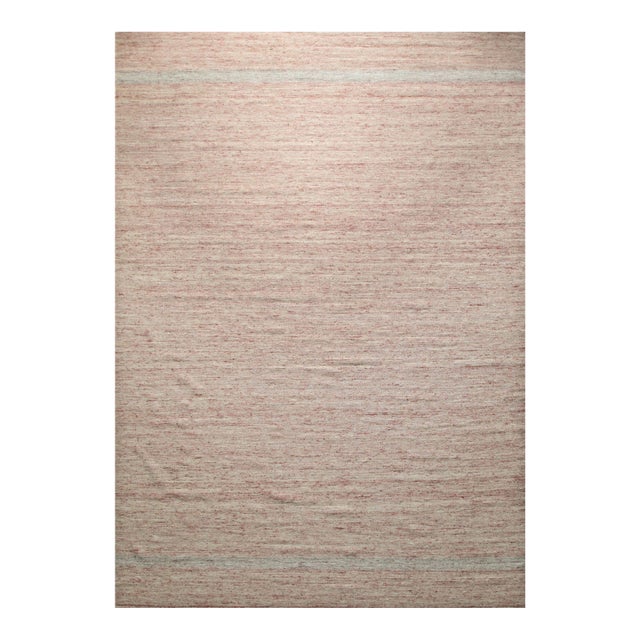 10x14 Rhea Selene Coral Solid Open Field Modern Flatweave Wool Carpet Rug For Sale