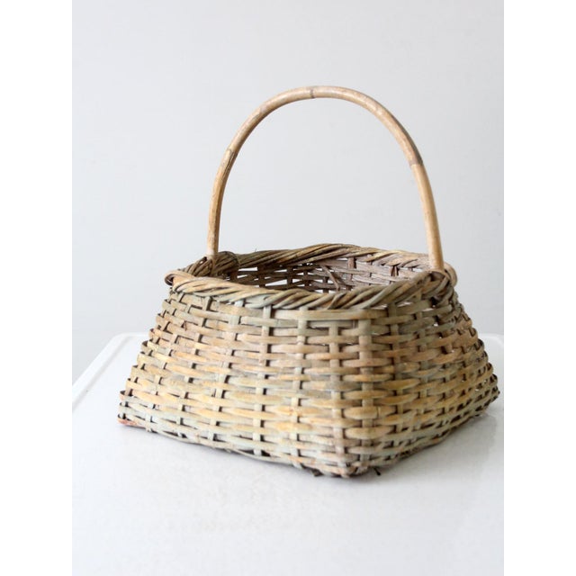 Late 20th Century Vintage Handwoven Cottage Basket For Sale - Image 5 of 12