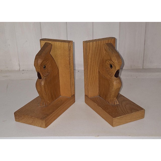 Mid-Century Owl Bookends in Ash Wood, 1950s, Set of 2, in Very Good conditions. Designed 1950 to 1959