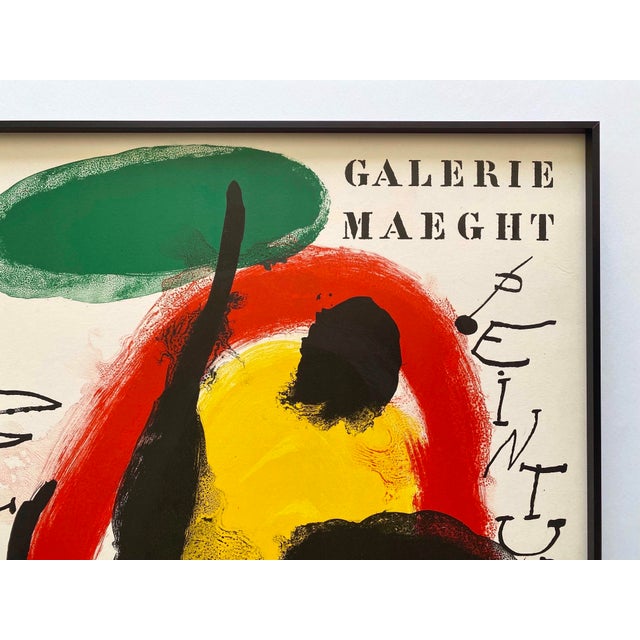 Joan Miro Vintage 1961 Mid Century Modernist Fine Art Lithograph Print " Murales - Peintures " Framed Paris Exhibition Poster For Sale - Image 11 of 16