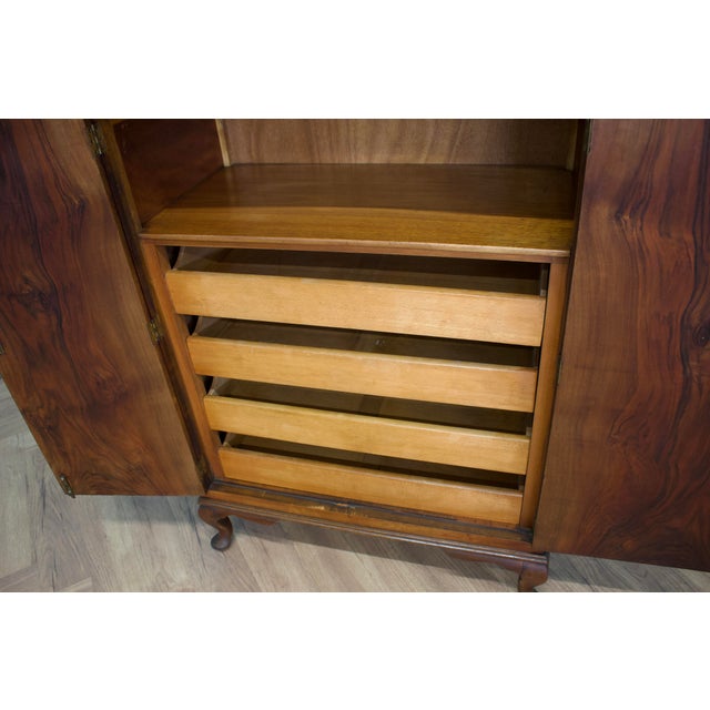 Wood British Art Deco Burr Walnut Tallboy Linen Cabinet, 1930s For Sale - Image 7 of 10