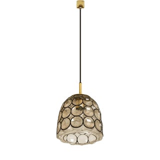 Circle Iron & Bubble Glass Pendant Light from Limburg, 1970s For Sale