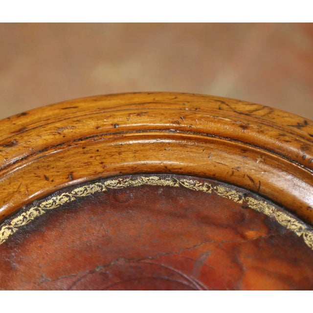 19th Century French Louis Philippe Walnut Somno Table With Leather Top For Sale - Image 4 of 9