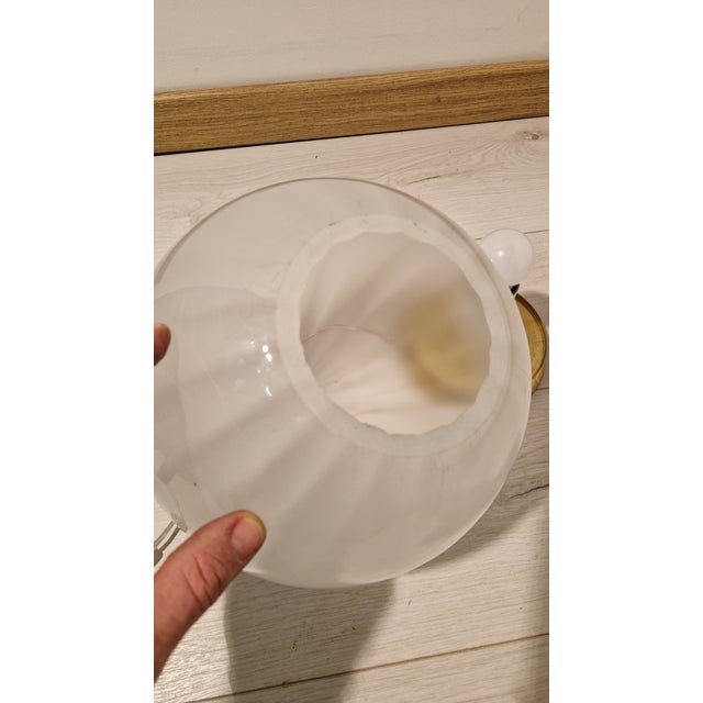 Table Lamps with Brass Base and Worked Glass, 1990s, Set of 2 For Sale - Image 6 of 15