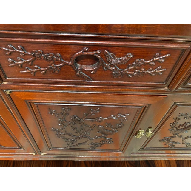 Early 20th Century Early 20th Century Rosewood Vintage Double‑Sided Room Divider With Carved Drawers & Doors For Sale - Image 5 of 8