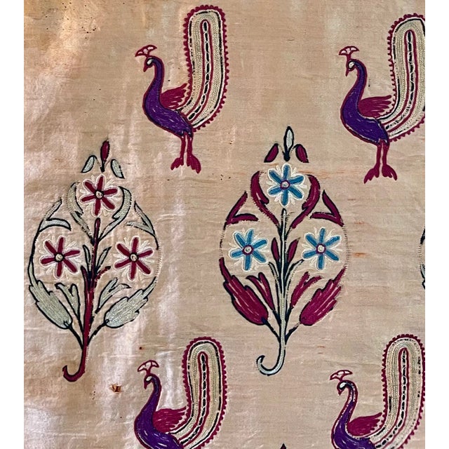 Antique Indian Silk Embroidery Textile, Framed For Sale - Image 4 of 7