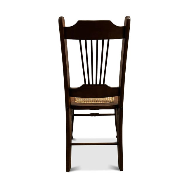 Farmhouse Pressed Back Cane Seat Chair For Sale - Image 4 of 10