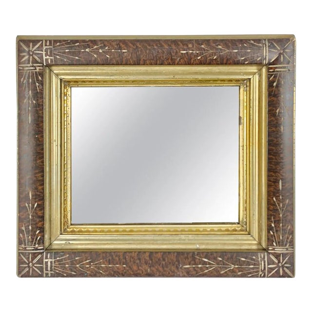 19th Century English Wall Mirror, Faux Tortoiseshell Frame, Giltwood For Sale