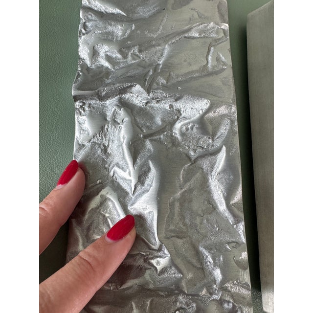 Philip Watts “Crushed” Sculptural Cabinet Pulls, Solid Metal, England, Pair For Sale - Image 4 of 11