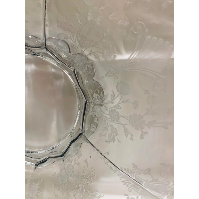 1940s Crystal 1940’s Etched Fruit Bowl For Sale - Image 5 of 8