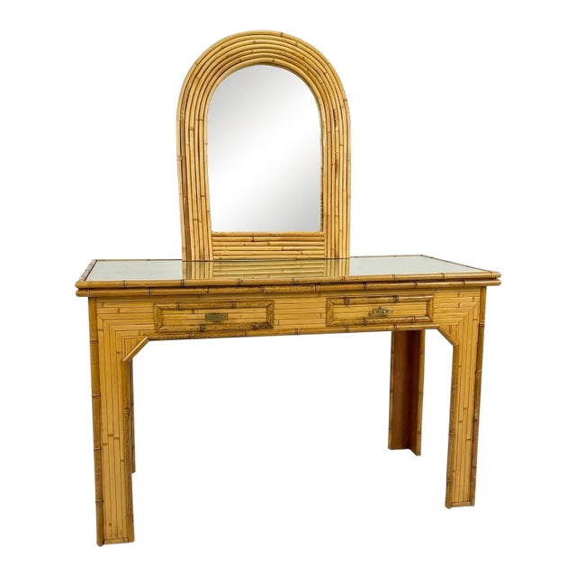 Mid Century Raymor Bamboo Desk With Mirror For Sale