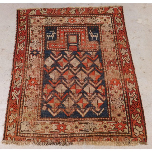 Rare antique Caucasian rug. Wool pile on wool condition. Can be used as wall hanging.