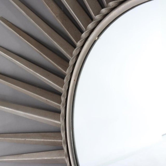 1970s Vintage MCM Silver Gilt Metal Sunburst Mirror Unsigned C1970 For Sale - Image 5 of 9