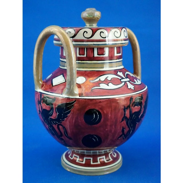 Majolica Lustre Ceramic Vase with Griffin by Angelo Pascucci of Icap Gualdo Tadino, Italy, 1920s For Sale - Image 6 of 18