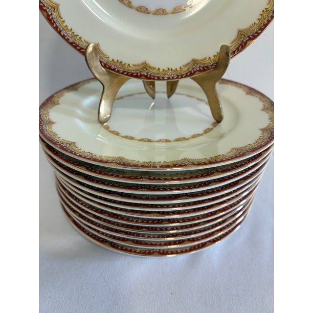 Red Vintage Meito “Celestine” Rust and Gold Bread Plates, Set of 12 For Sale - Image 8 of 11