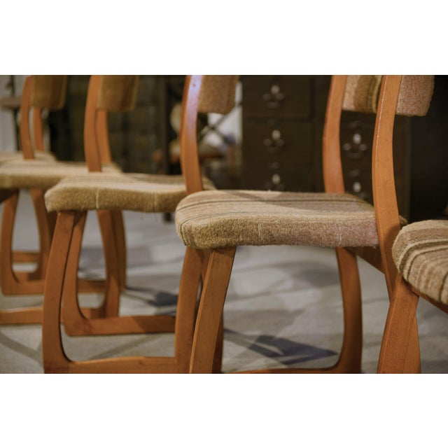 Wood Vintage Sleigh Chairs, 1960s, Set of 6 For Sale - Image 7 of 15