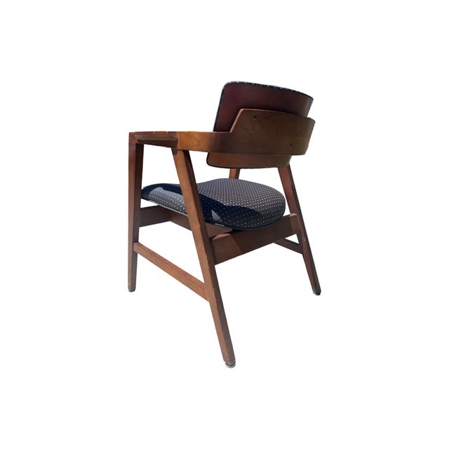Vintage Mid Century Modern Gunlocke Dining Chairs 9 Available Walnut Floating Back Office For Sale - Image 11 of 12