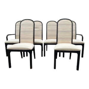 1980s Set of 6 Vintage Upholstered Dining Chairs